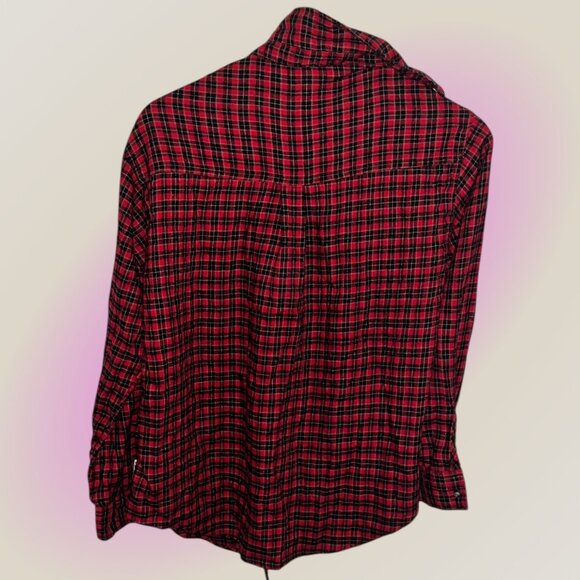 Vintage Hollister Red & Black Plaid Flannel Shirt XS — Cozy Lumberjack Button‑Up - Picture 2 of 4